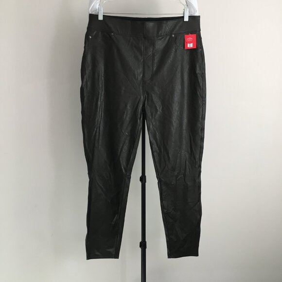 NWT SPANX Black Coated Faux Leather Shaping Slimming Ankle Skinny Legging Pant - Picture 1 of 12